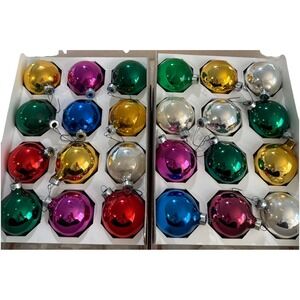 24 Vintage Multi Color Mercury Glass Ball Christmas Tree Ornaments 2.25"